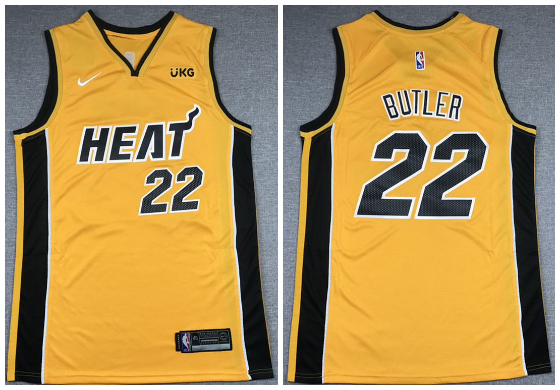 Men's Miami Heat #22 Jimmy Butler Gold NBA Stitched Jersey Men's Miami Heat #22 Jimmy Butler Gold NBA Stitched Jersey